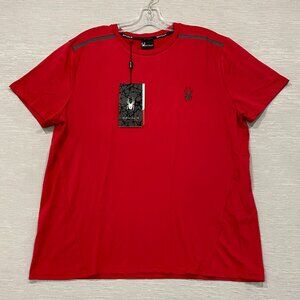 SPYDER Red T Shirt Mens Medium Quick Dry Perforated Lightweight Short Sleeve Tee